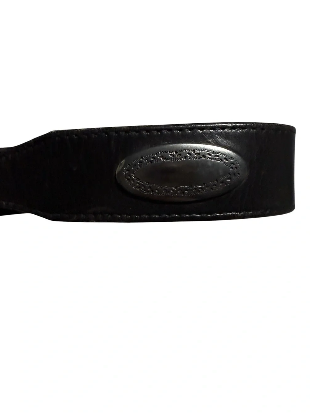 Vintage Brighton Black Leather Western Belt Silver Hardware Boho Y2K